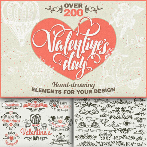 Preview 200 valentines day elements.