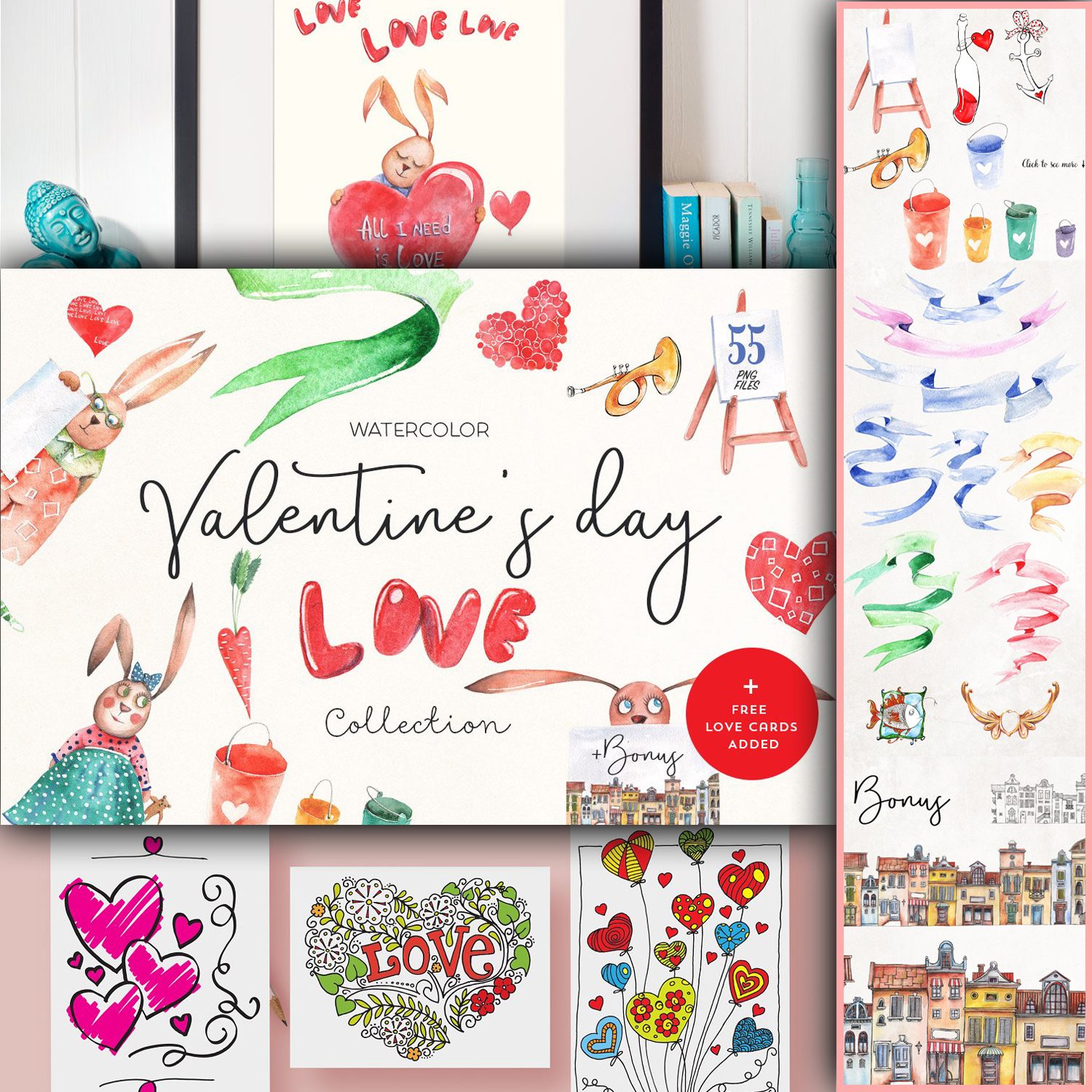 Illustration with valentines day love collection.