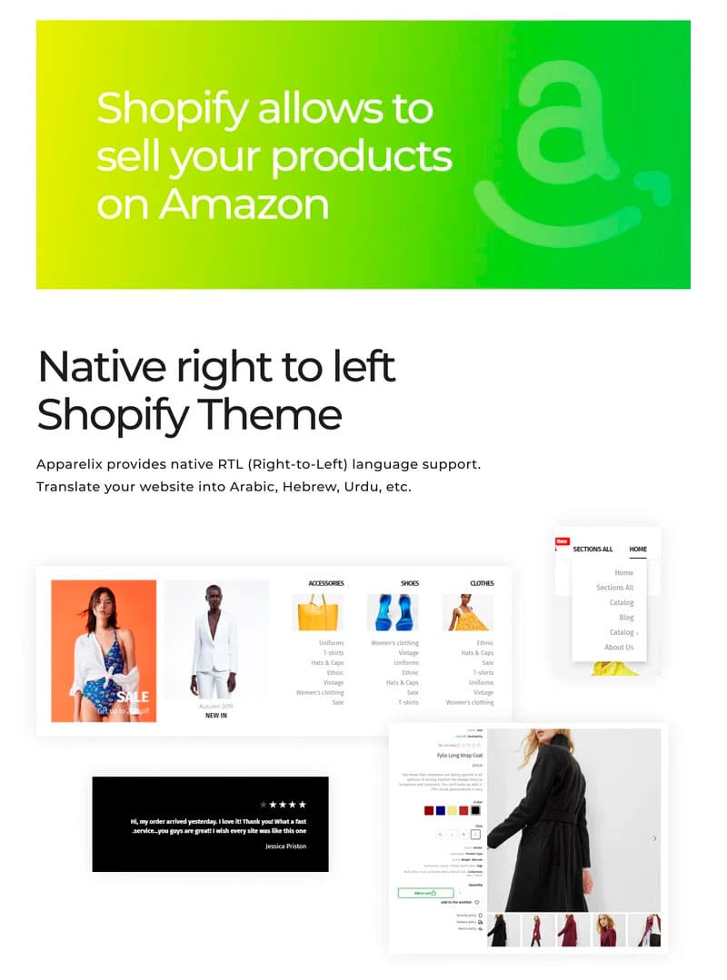 Apparelix theme: Shopify allows to sell your products on Amazon.