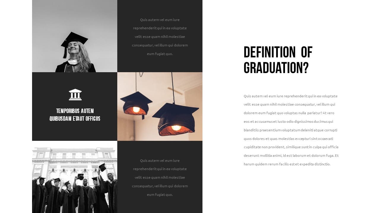 Photo of graduates and inscription "Definition of graduation?"