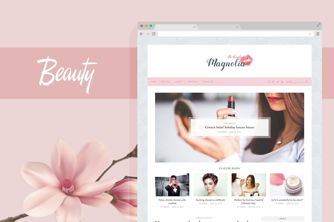 Magnolia WordPress theme for a beauty website.