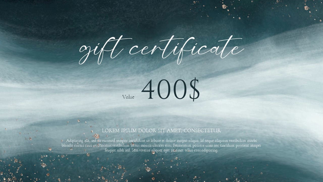 Gray Green $400 Powerpoint Gift Certificate Slide 9.