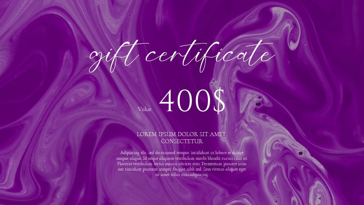 Purple $400 Powerpoint Gift Certificate Slide 10.