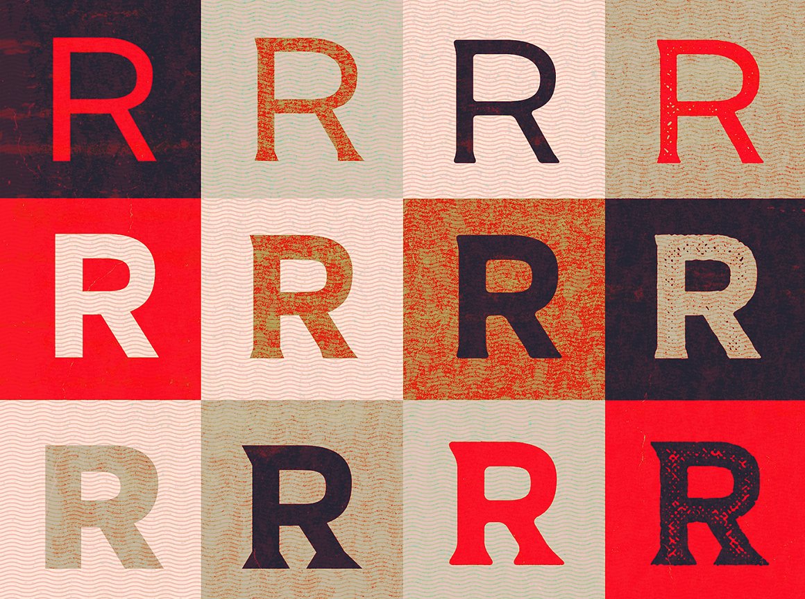Borrowing textures in the letter R.