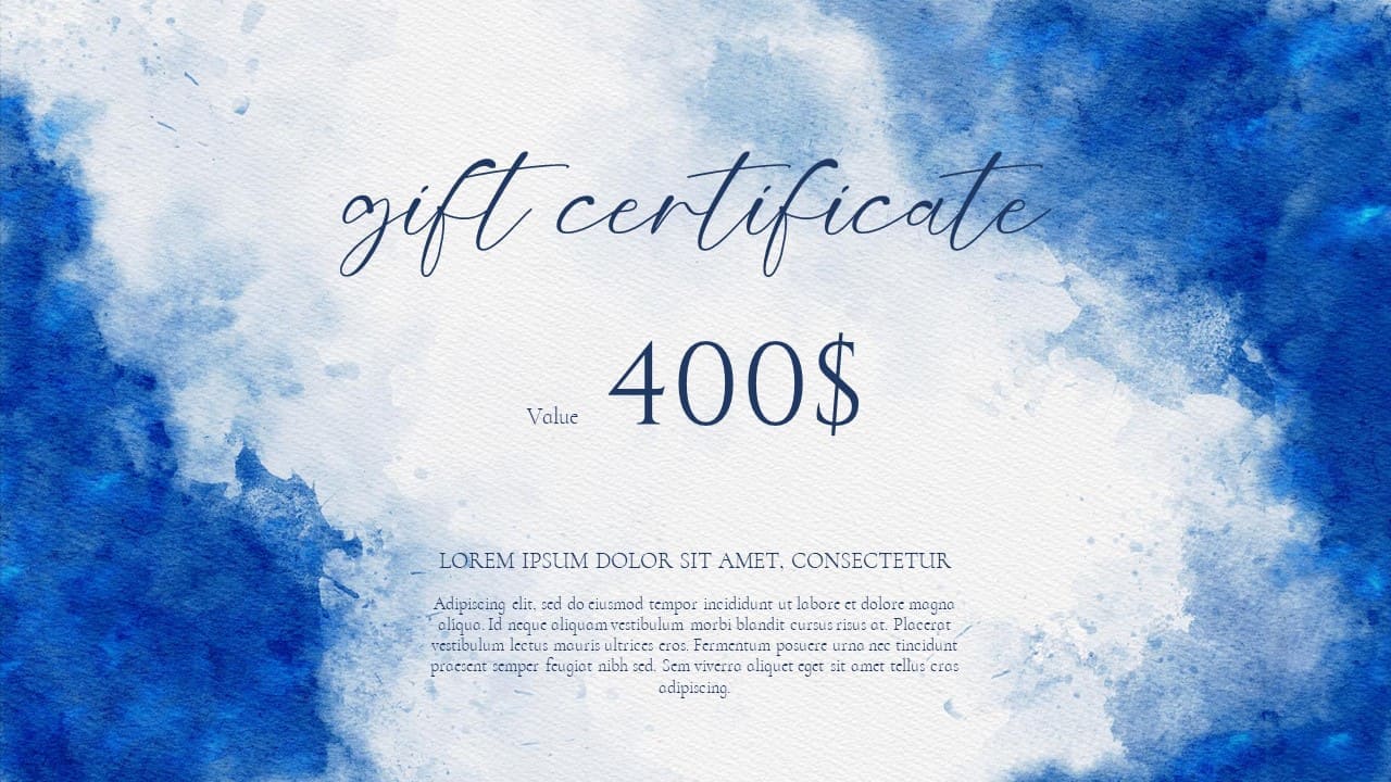 White and Blue $400 Powerpoint Gift Certificate Slide 12.