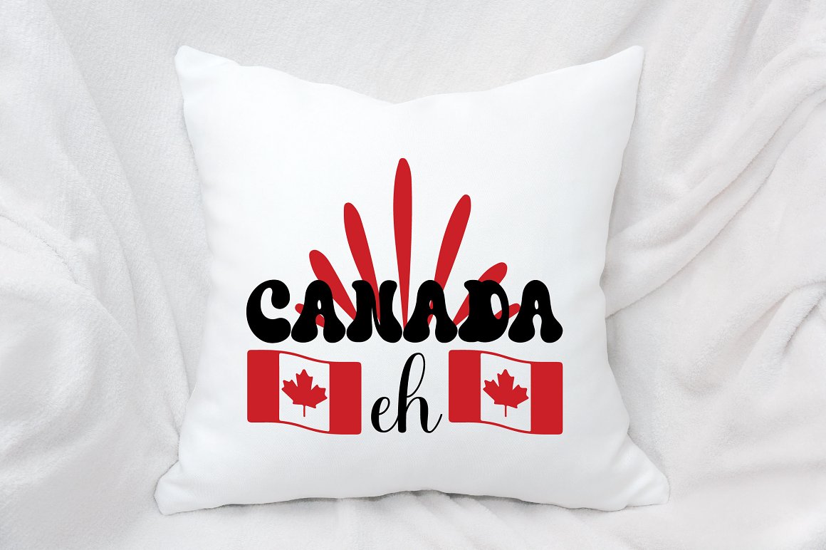 Pillow with Canada Day print.