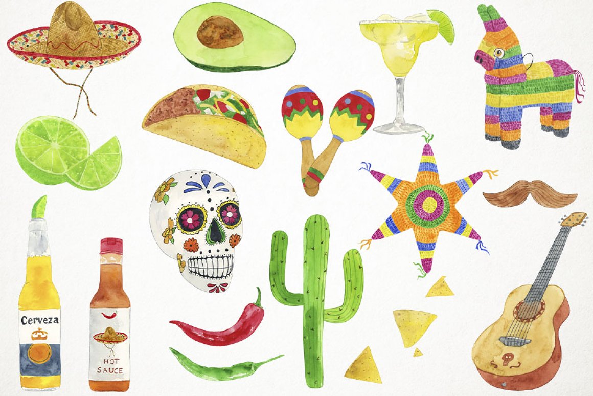 Awesome skulls, tacos, and cacti.