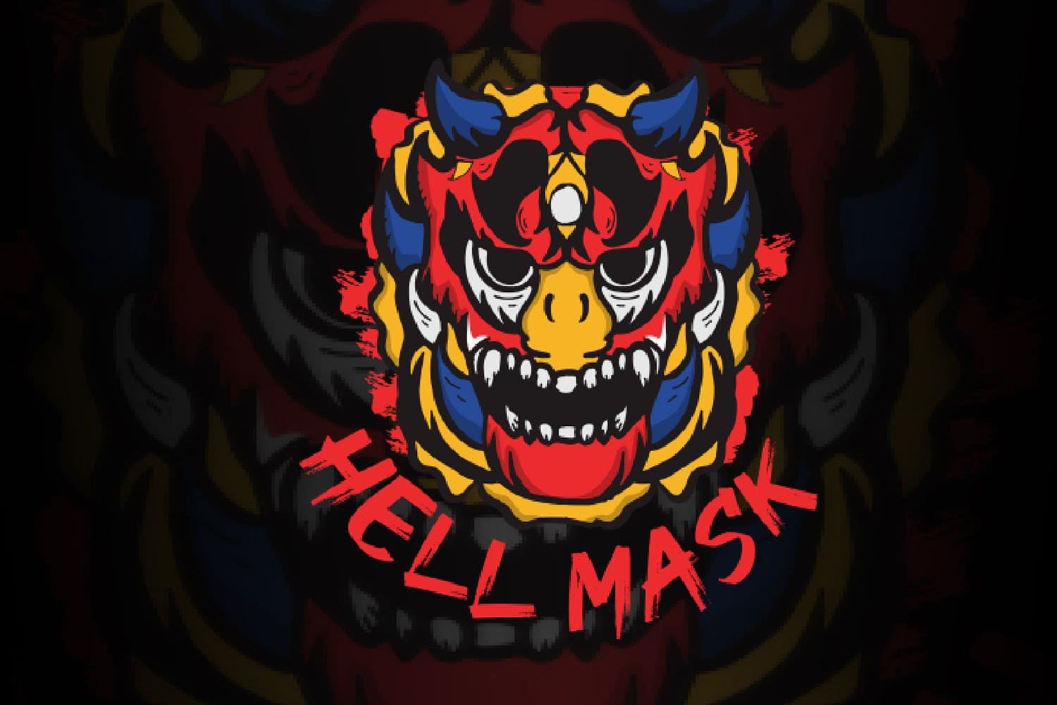 Hell mask on a darkened background.