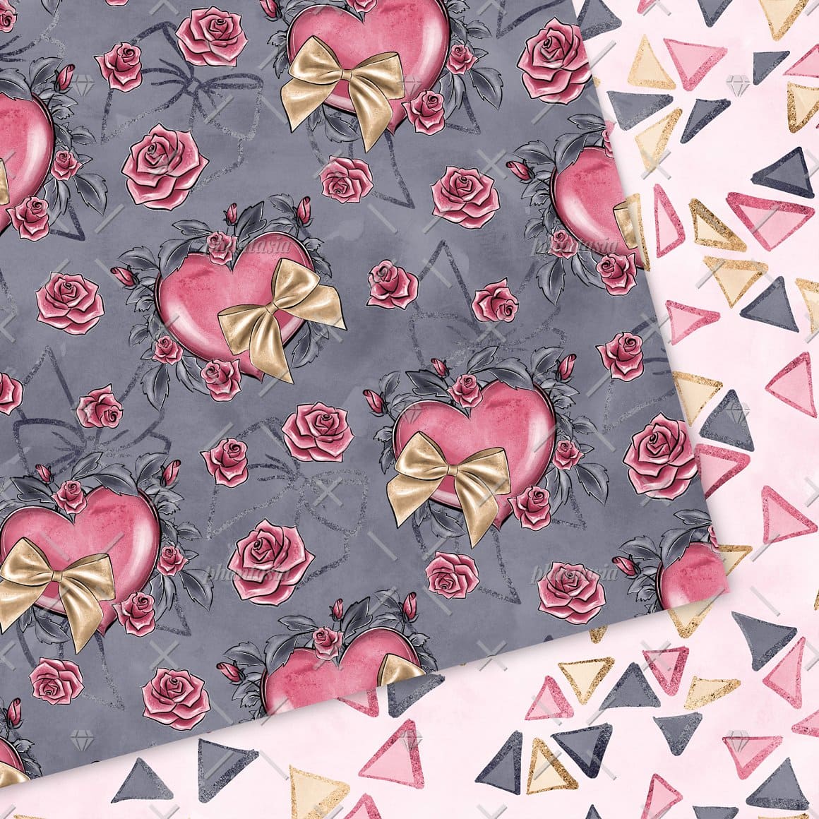 Image of two patterns with romantic patterns.