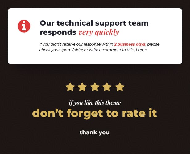 Inscription "Our technical support team responds very quickly".
