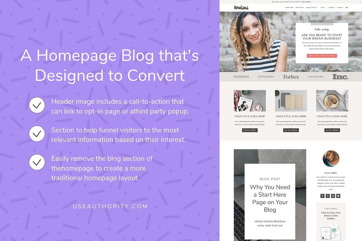 A homepage blog that's designed to convert.