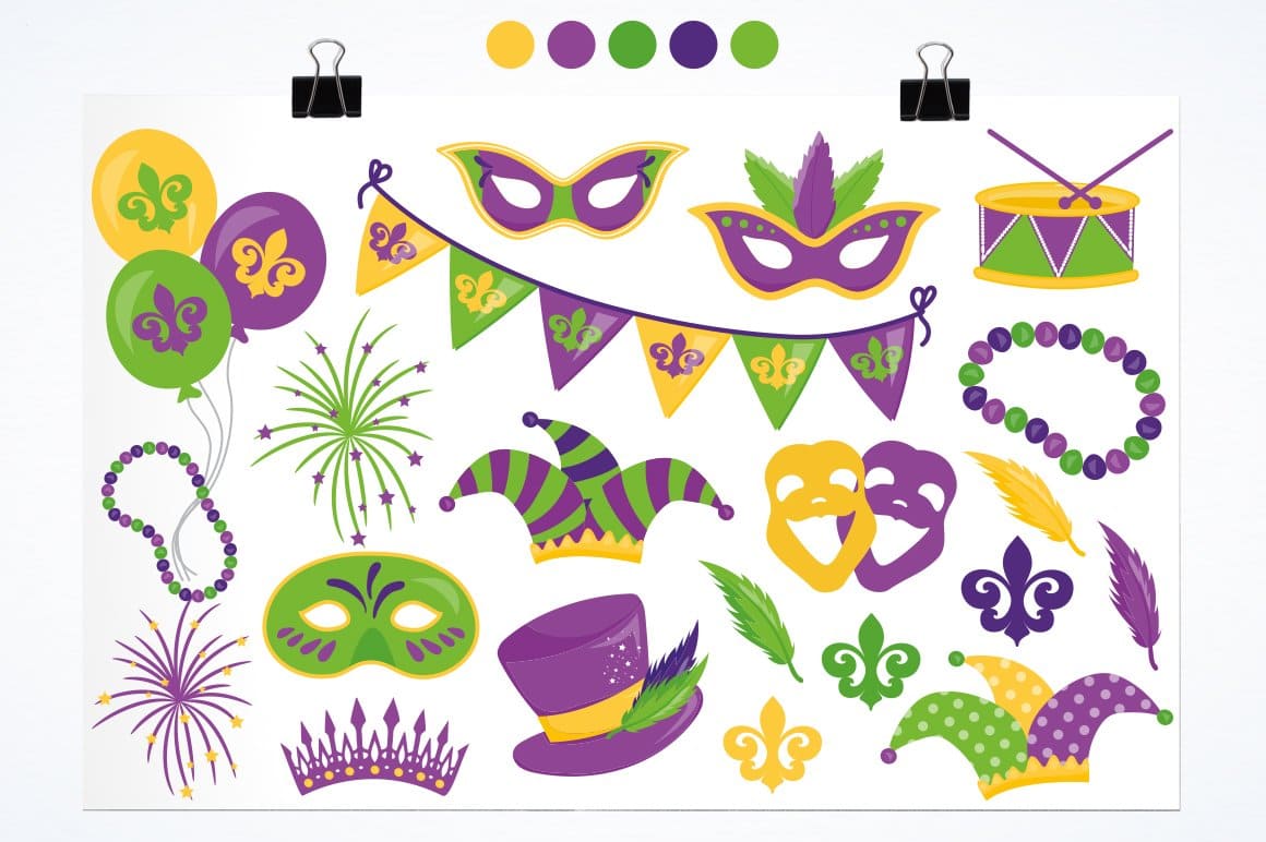 Color gamut of Mardi Gras icons.