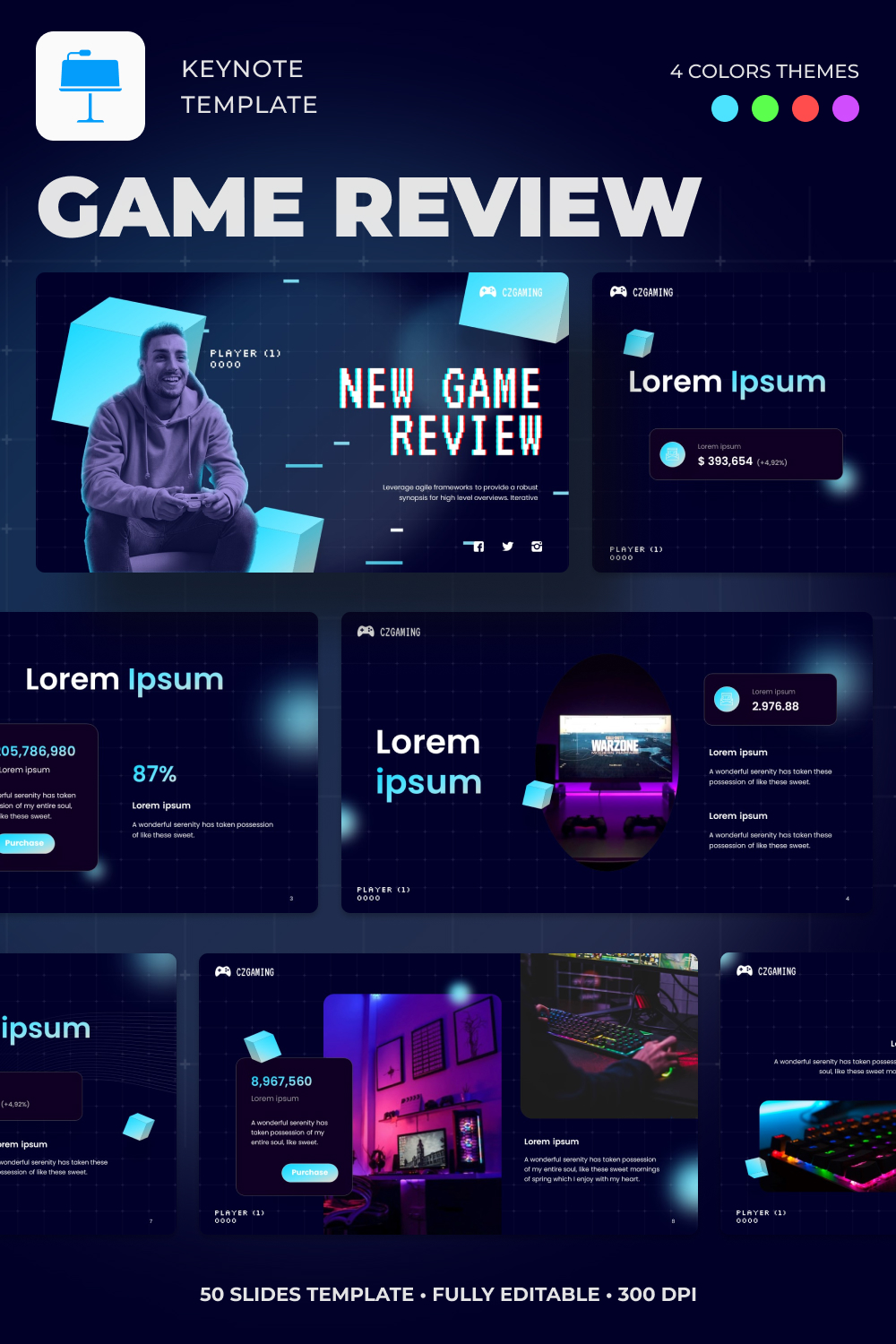 Pinterest images of game review keynote template.