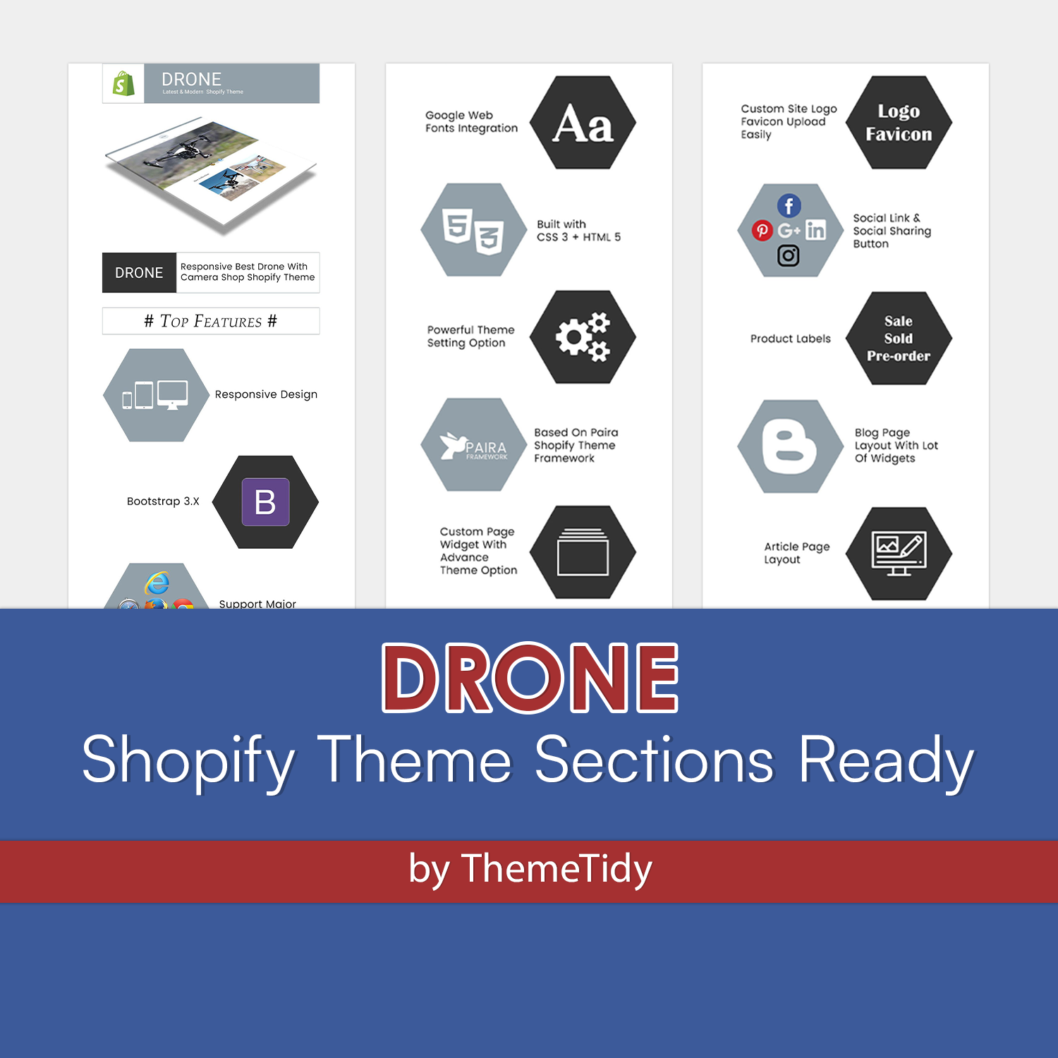 Preview drone shopify theme sections ready.
