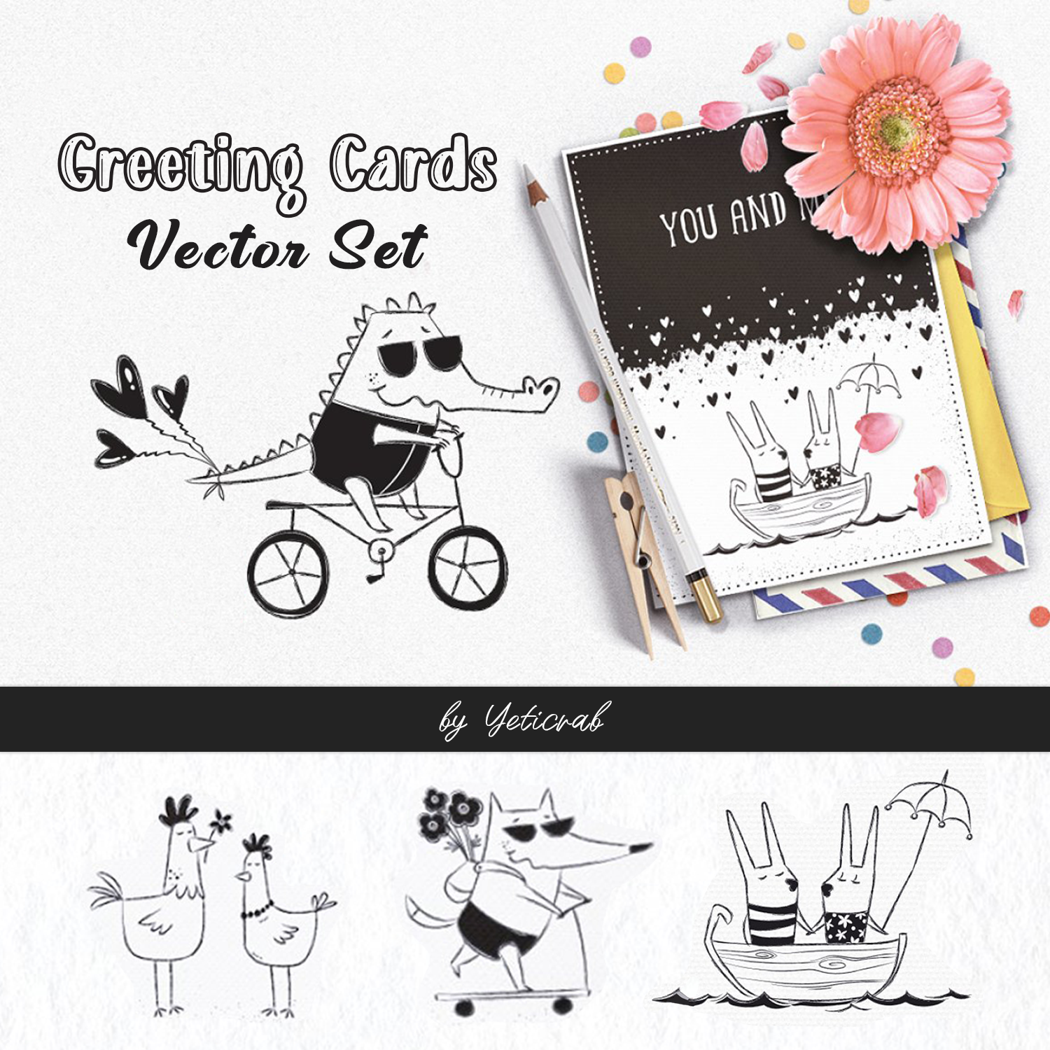 Preview greeting cards vector set.