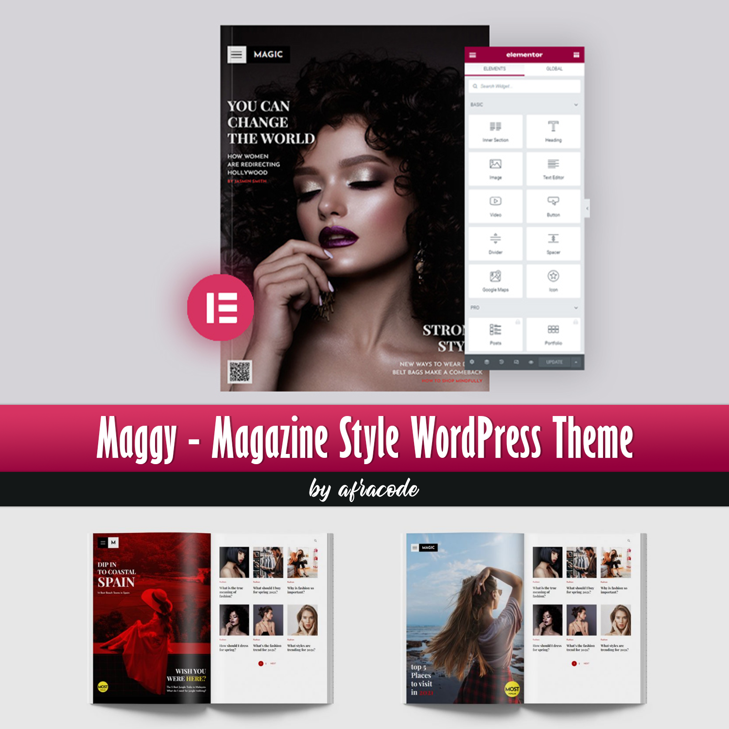 Preview maggy magazine style wordpress theme.