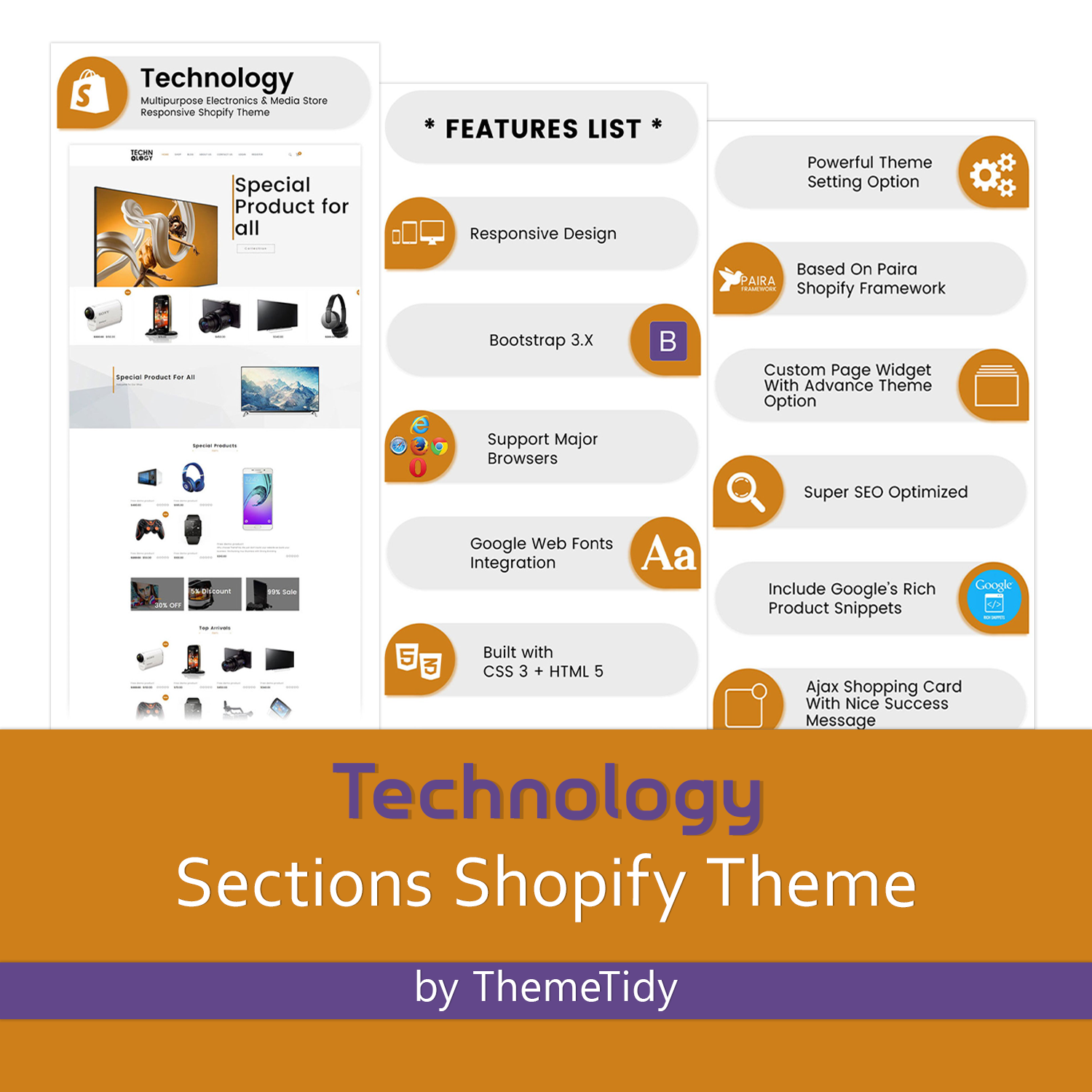 Preview technology sections shopify theme.