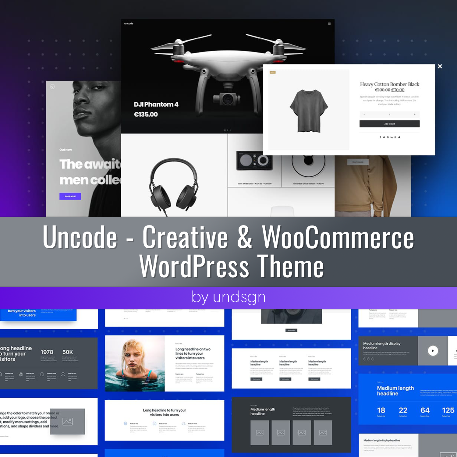 Preview uncode creative woocommerce wordpress theme.