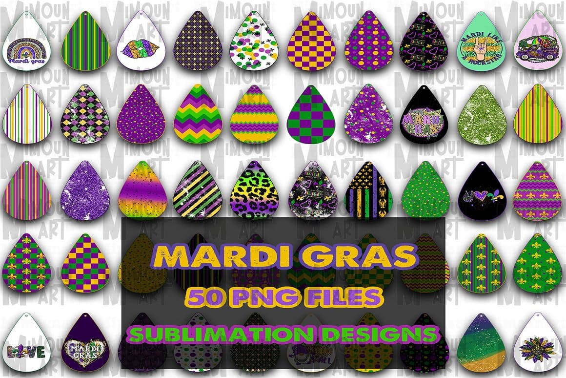 Madri Gras with sublimation designs.