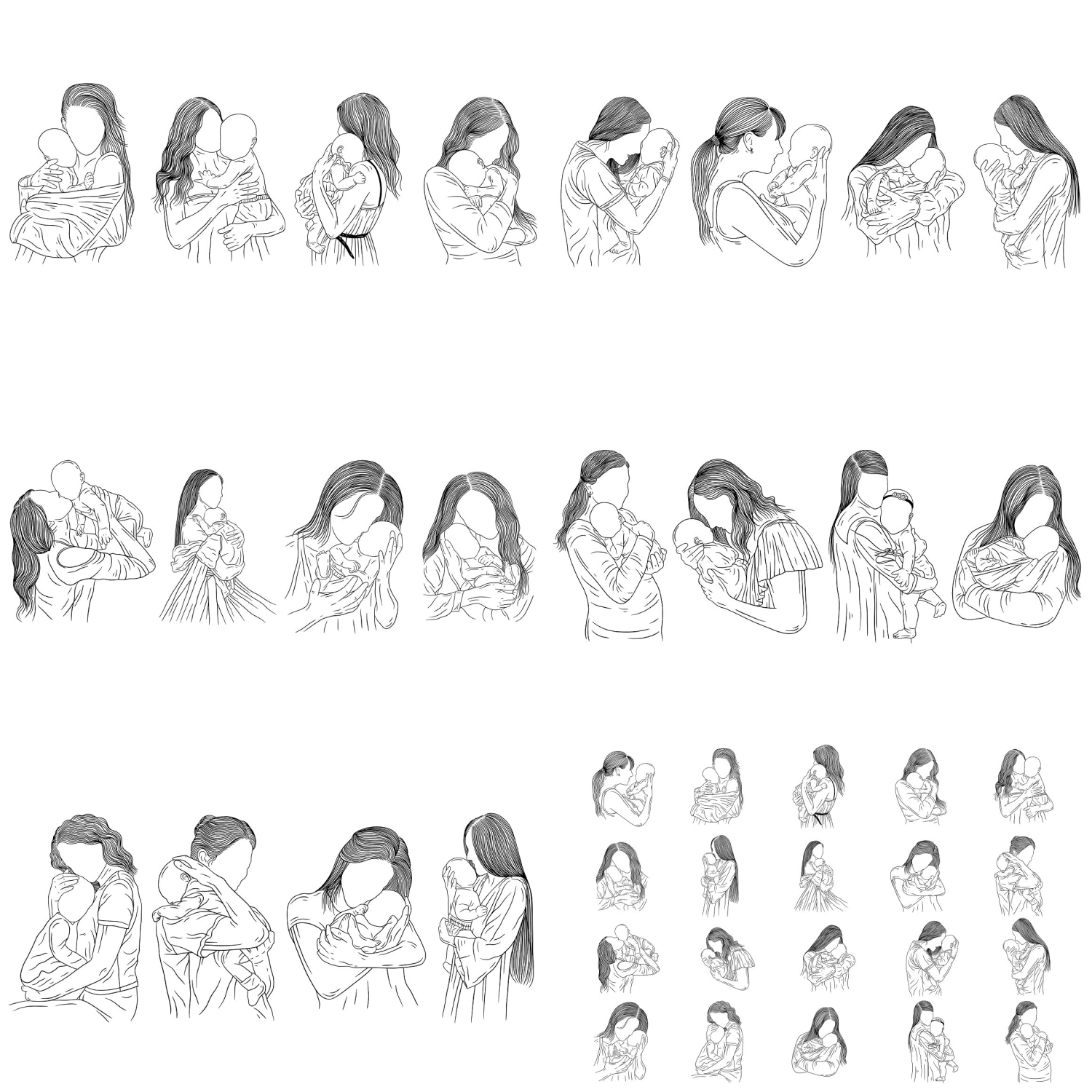 Images with set happy mother baby born line.