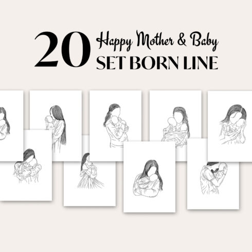 Preview set happy mother baby born line.