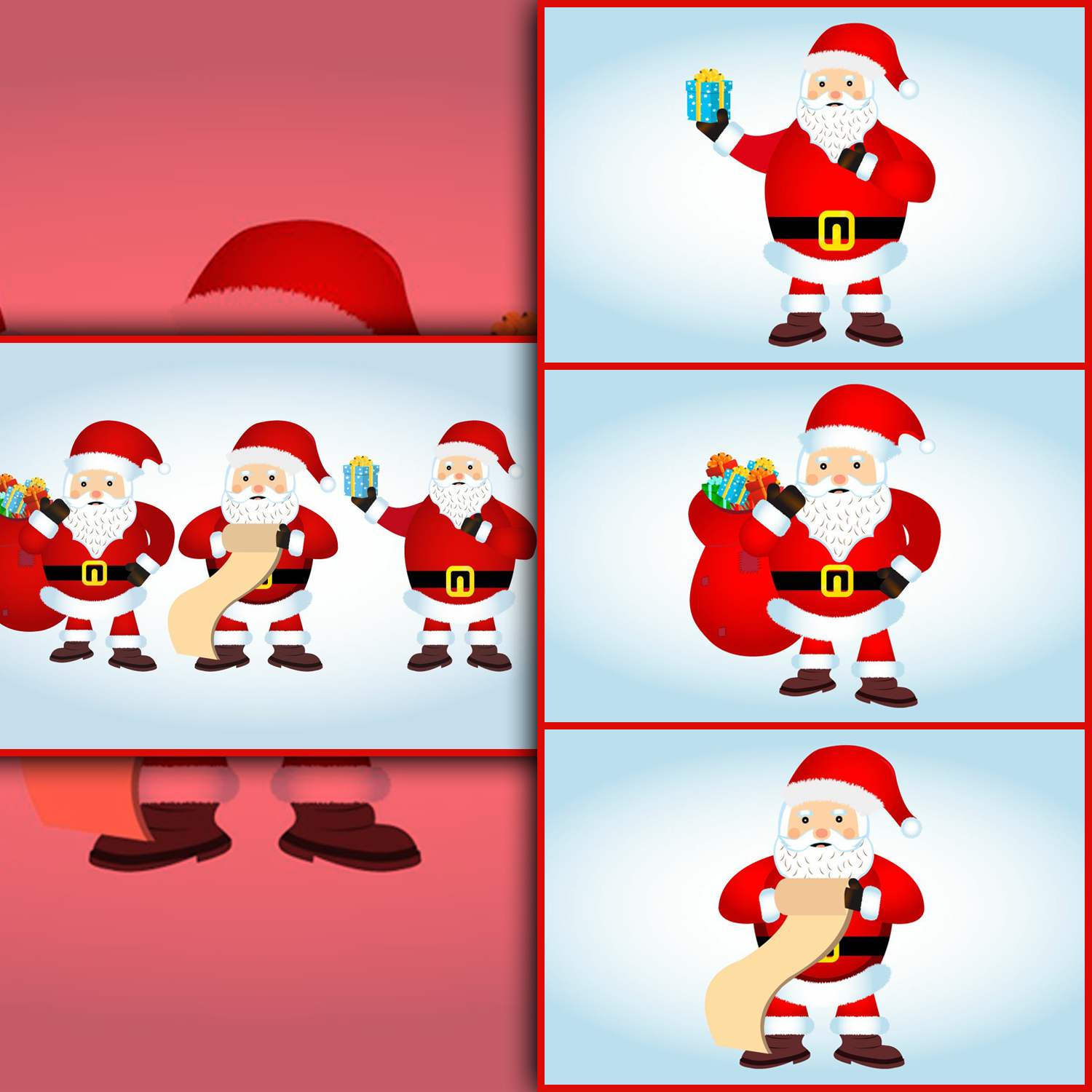 Images with set of three santa claus vector design.