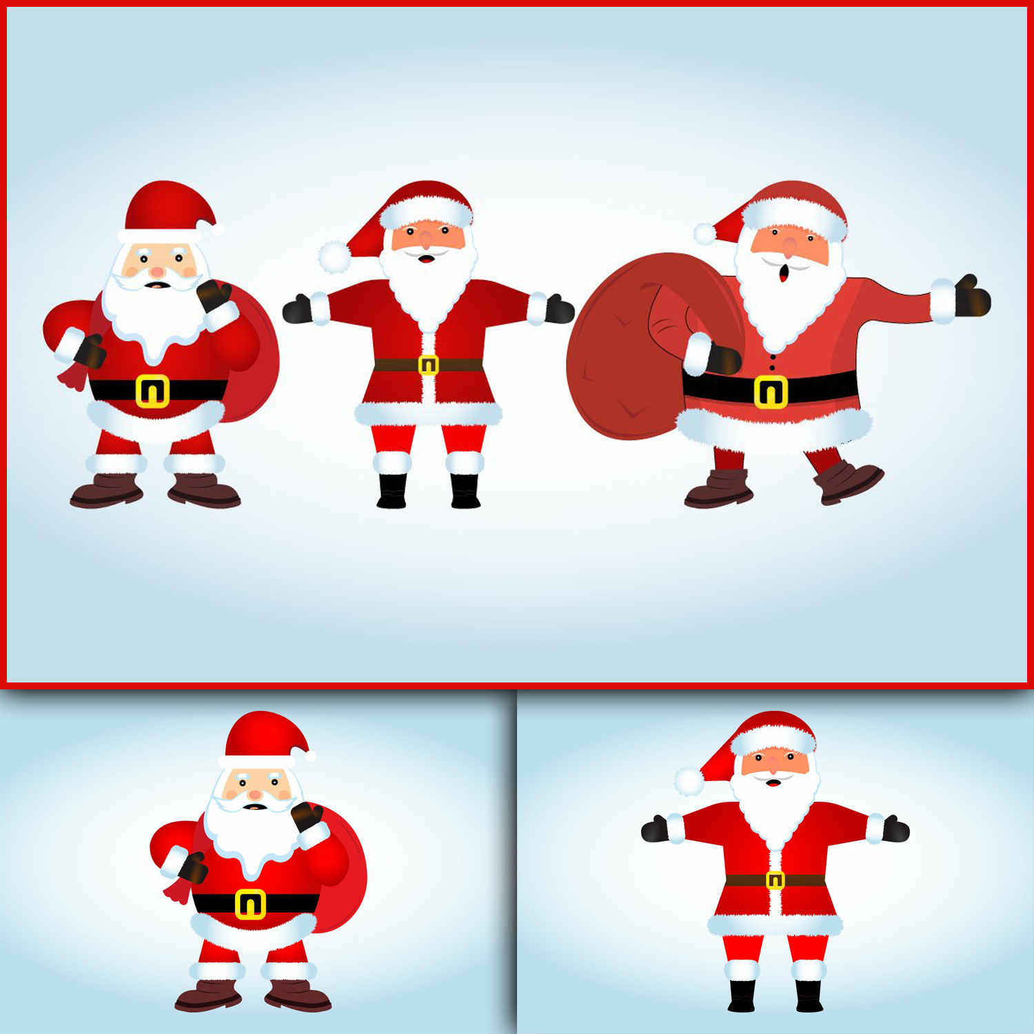 Images with christmas santa claus set vector design.