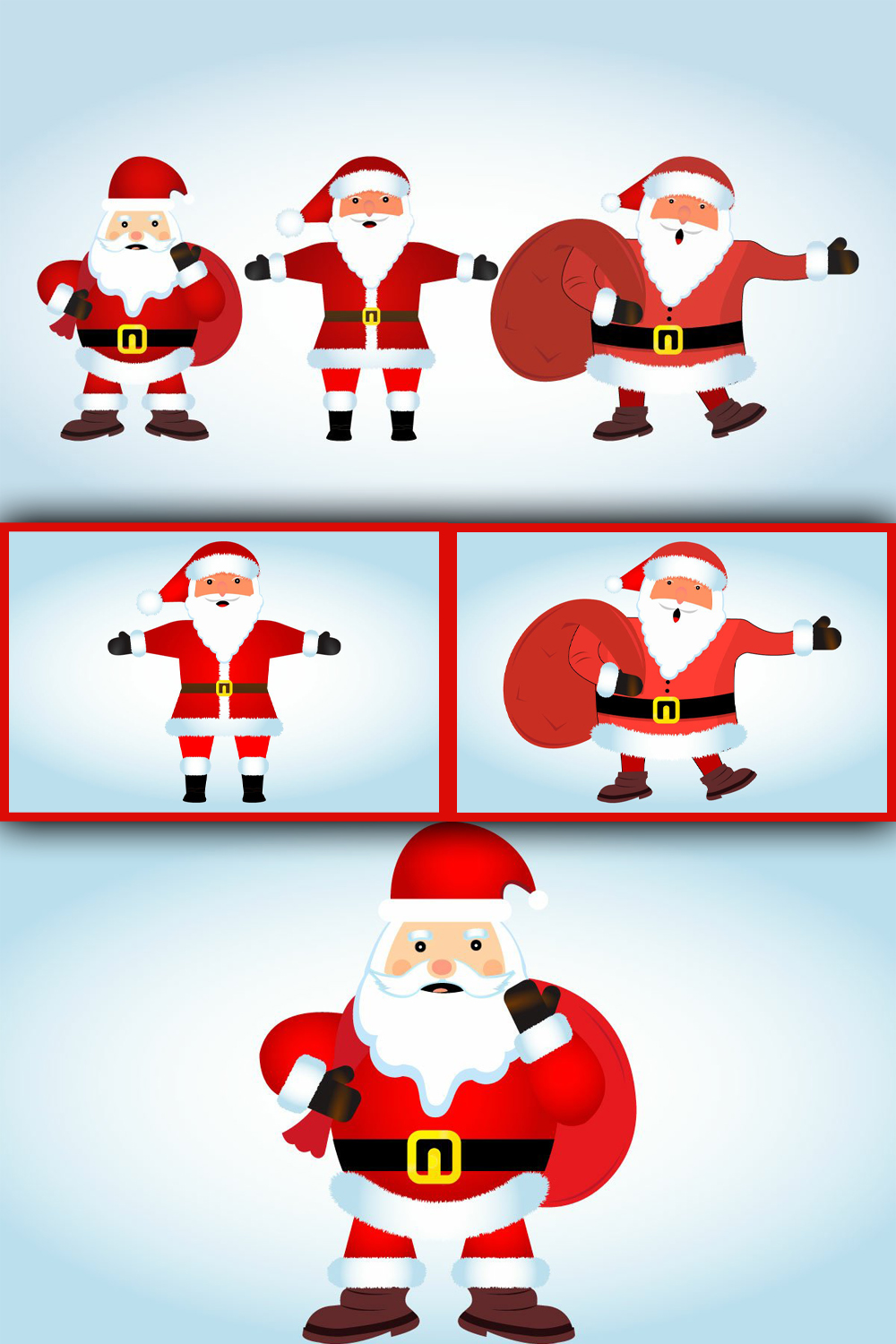Pinterest illustrations christmas santa claus set vector design.
