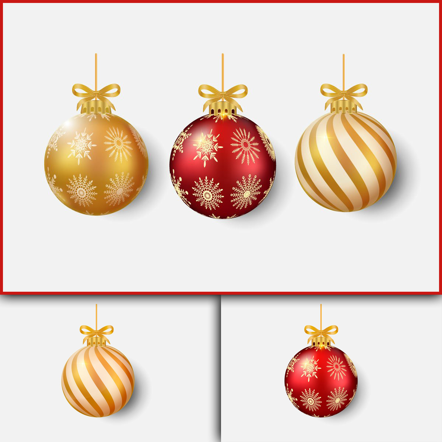 Preview christmas set of tree decoration balls.