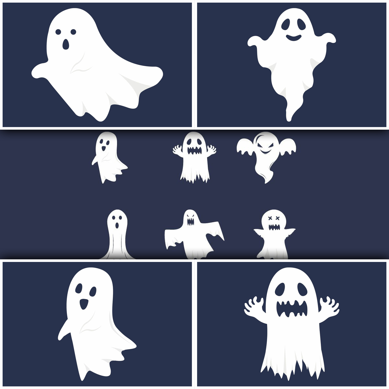 Preview halloween ghost set on a dark background.
