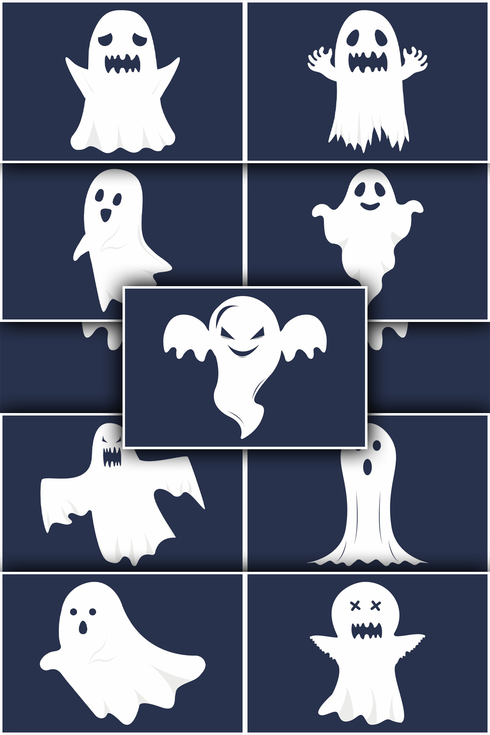 Pinterest illustrations halloween ghost set on a dark background.