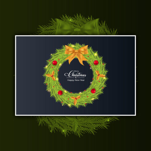 Images with christmas wreath with red background.