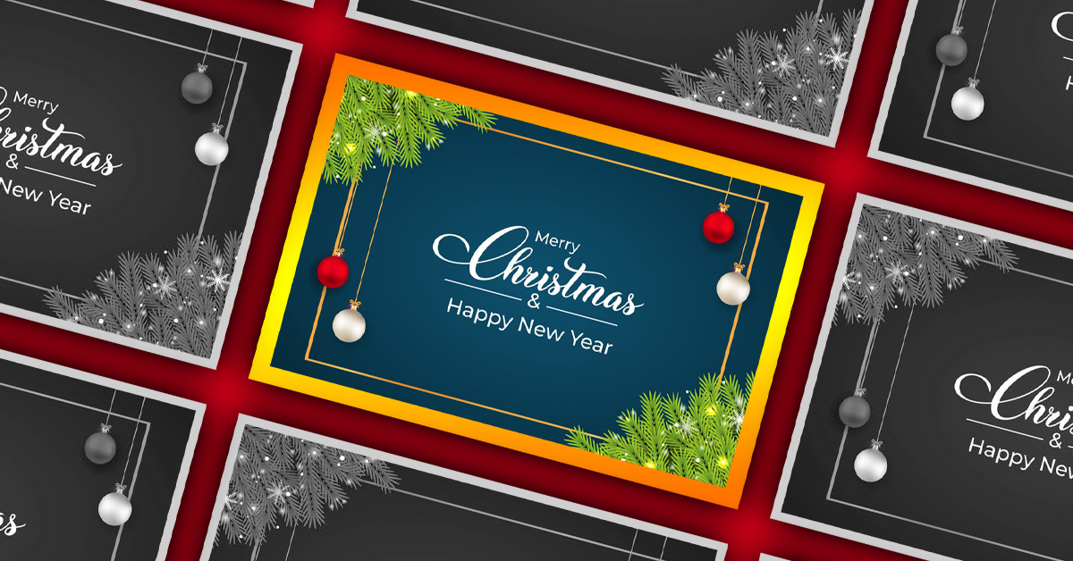 Christmas Template With Green Leaves – MasterBundles