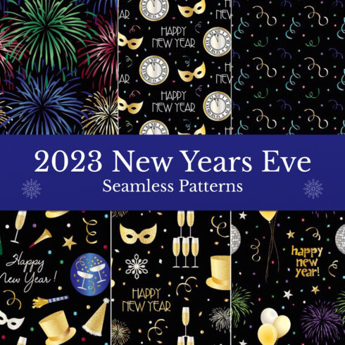 Preview images seamless new years eve patterns.