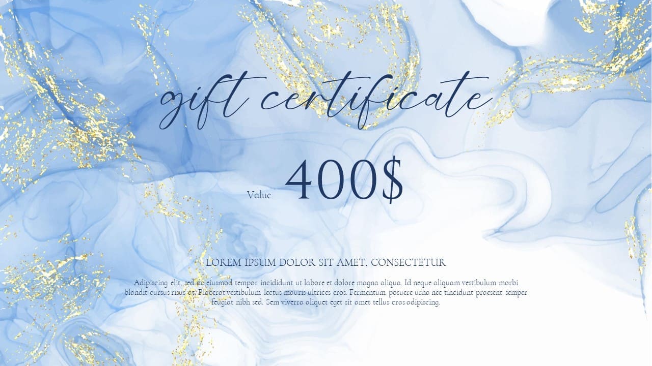 $400 Light Blue Powerpoint Gift Certificate Slide 17.