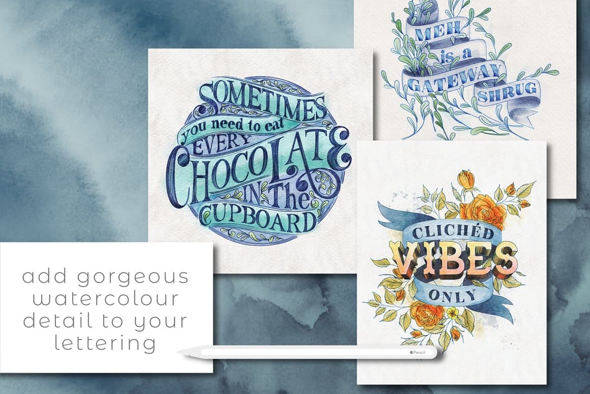 Add gorgeous watercolour detail to your lettering.