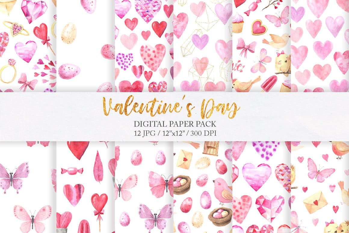 Pink digital paper packaging for Valentine's Day.