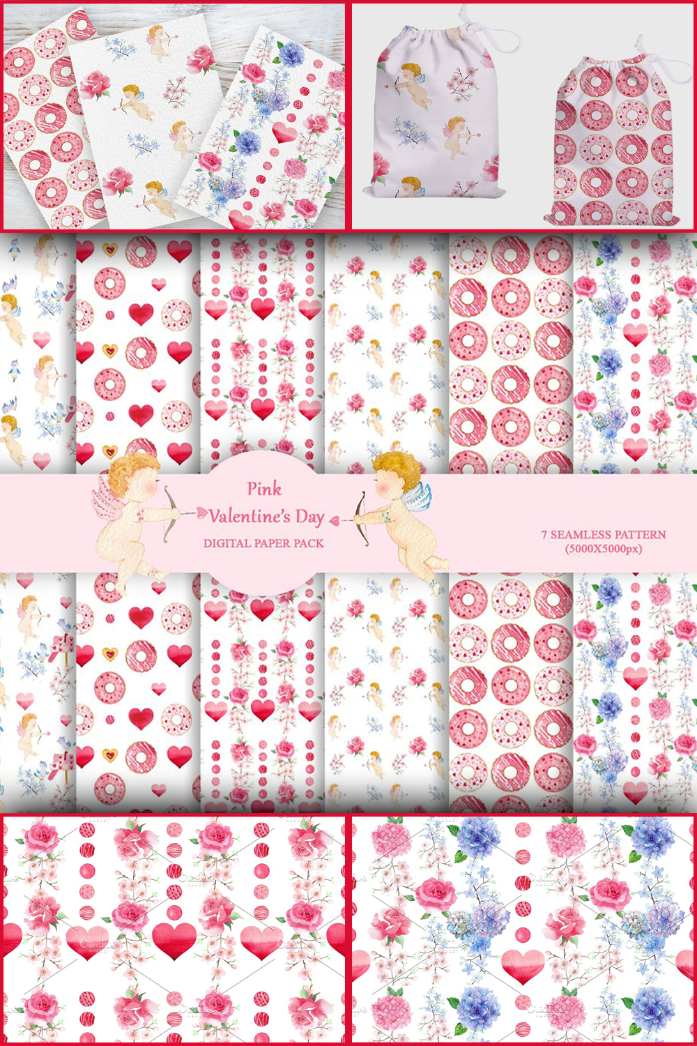 Valentines day digital paper pack of pinterest.