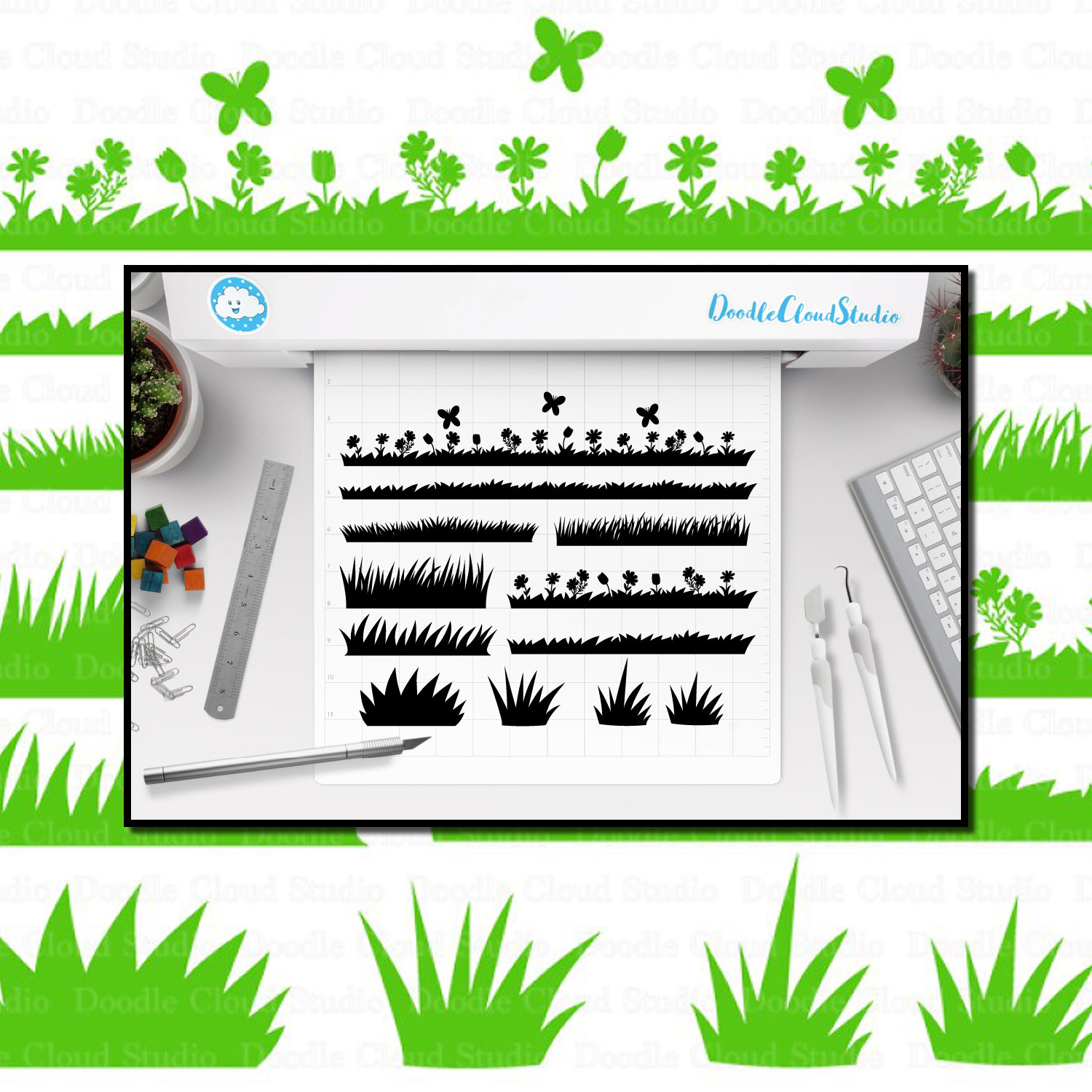 Preview grass svg files grass and flowers.