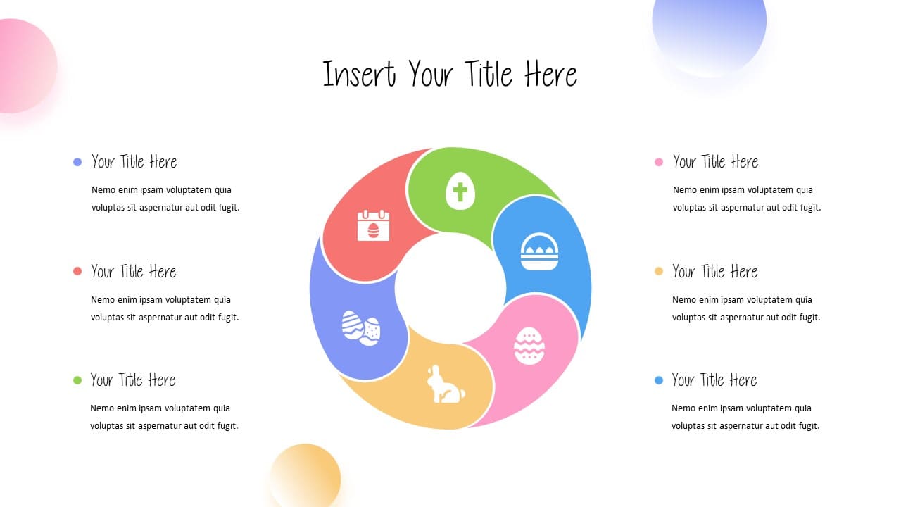 Infographic "Easter Powerpoint Template" in the form of sectors of a circle.