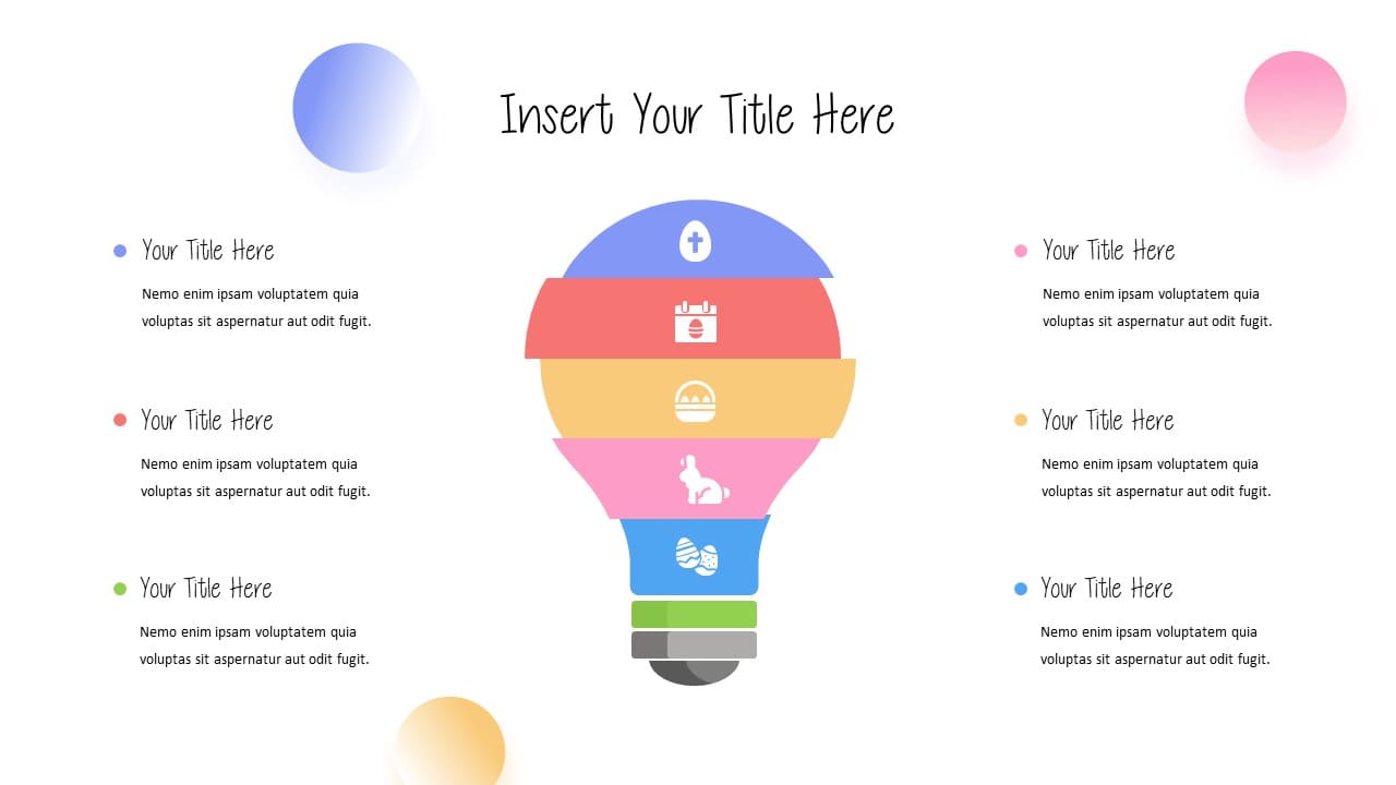 Infographic "Easter Powerpoint Template" in the form of light bulb sectors.