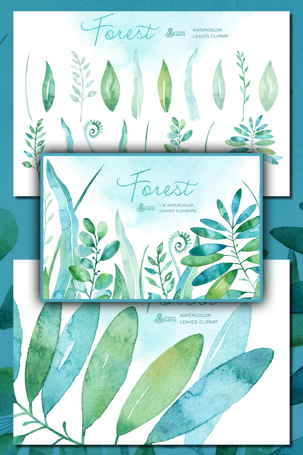 Pinterest illustrations forest watercolor leaves.