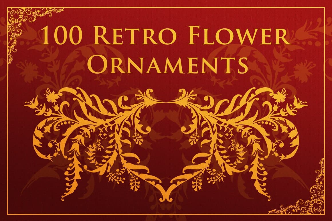 100 Retro Flower Ornaments.