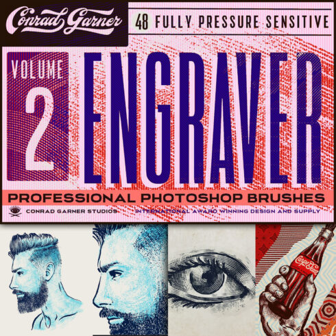 Images with engraver brushes photoshop.
