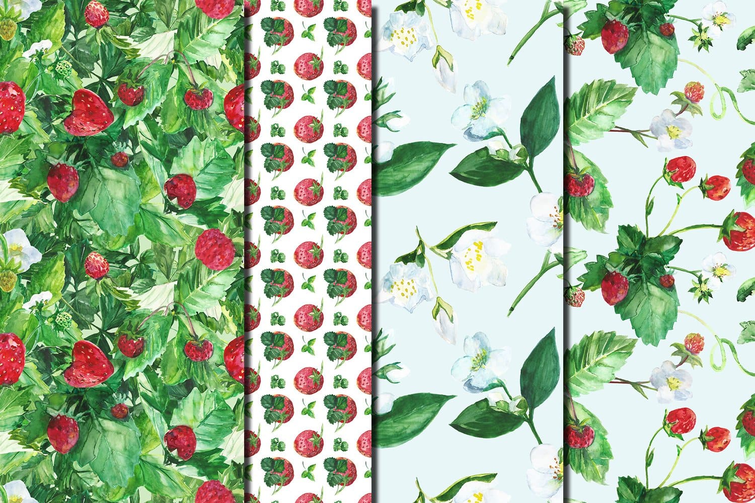 Plant strawberry design on digital paper pack.