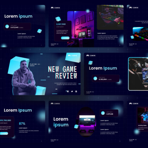 Game Introduction Preview Game Review Presentation Template: 50 Slides – MasterBundles