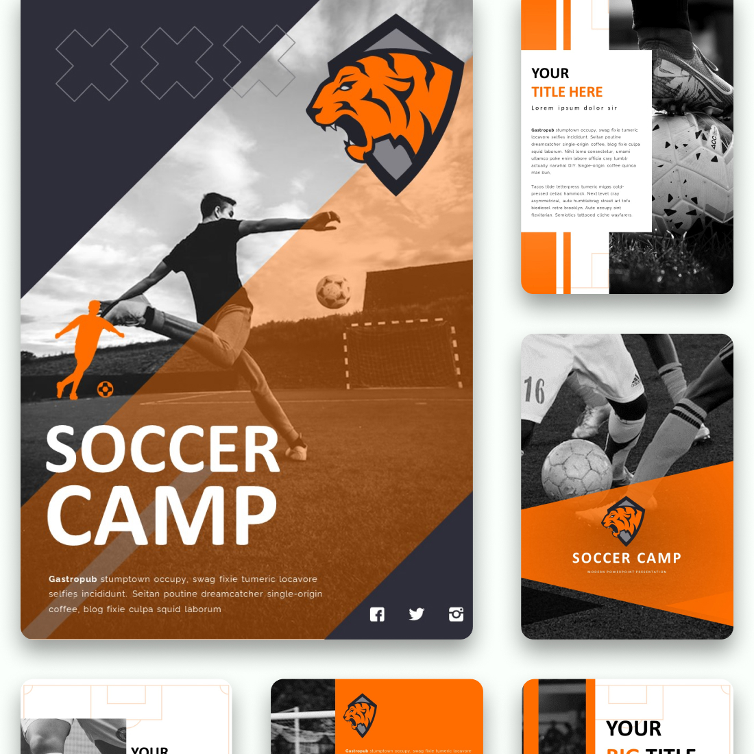 Preview soccercamp googleslides template.
