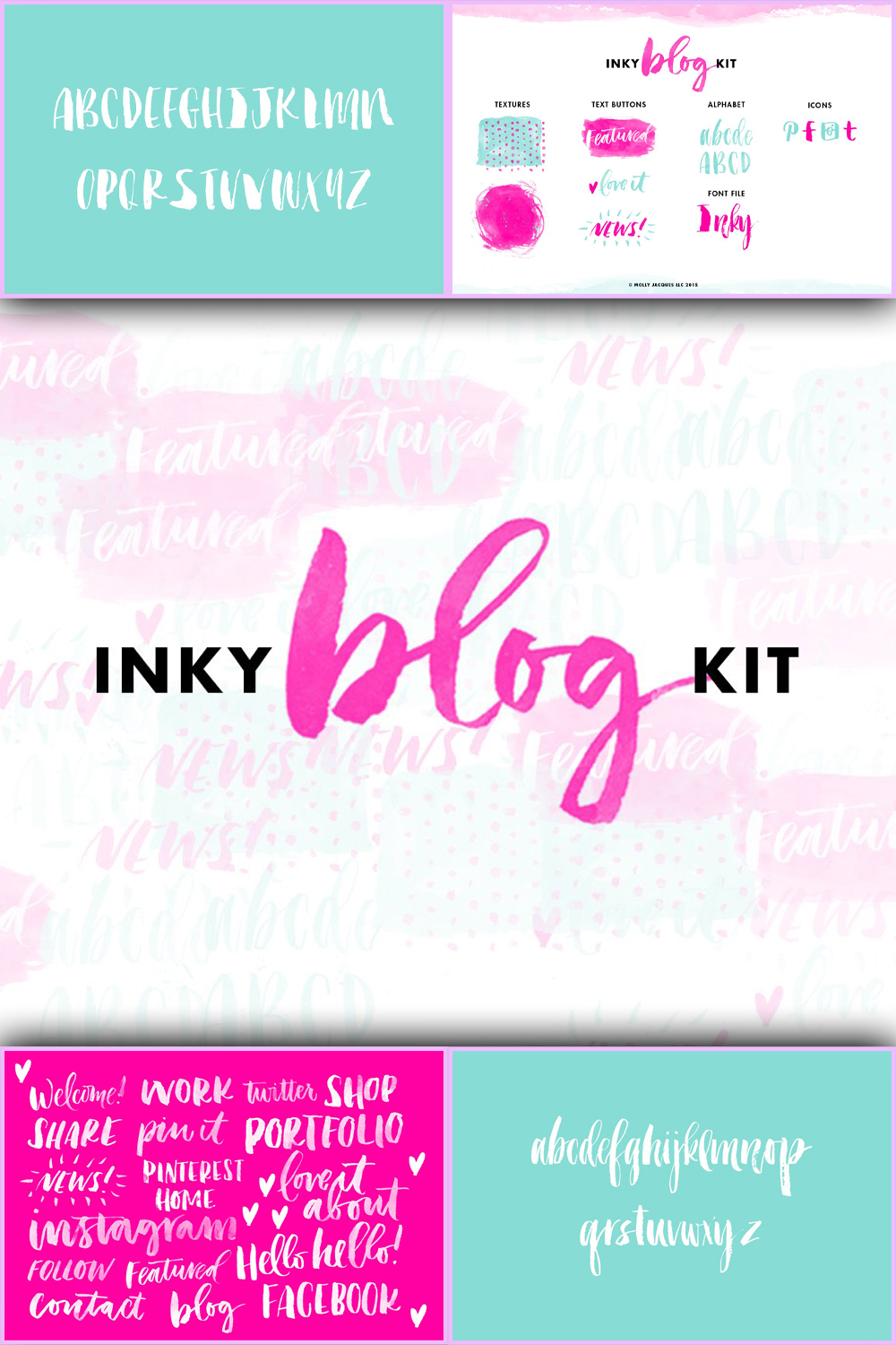 Illustrations of pinterest inky blog kit.