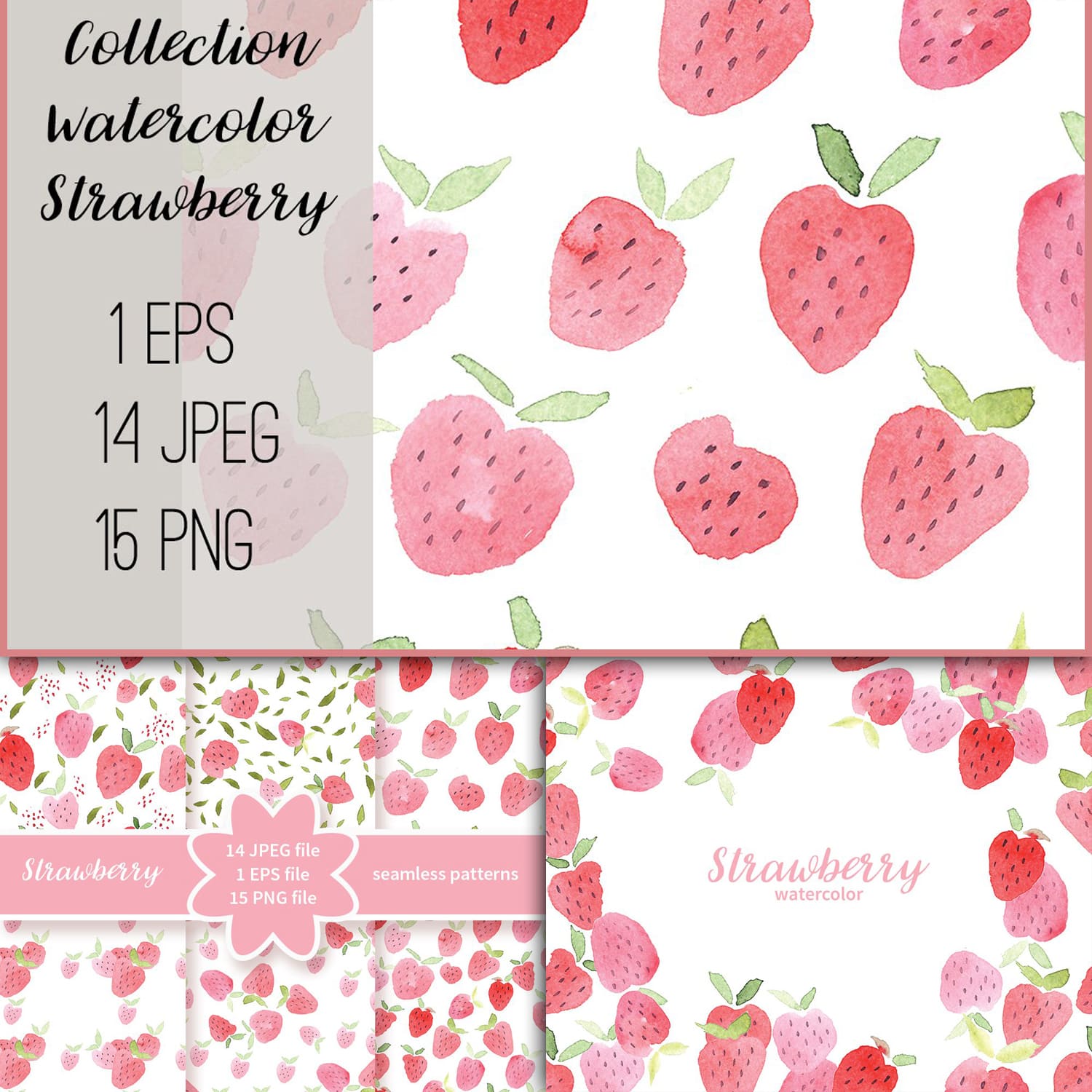 Slides from the collection of watercolor strawberries.