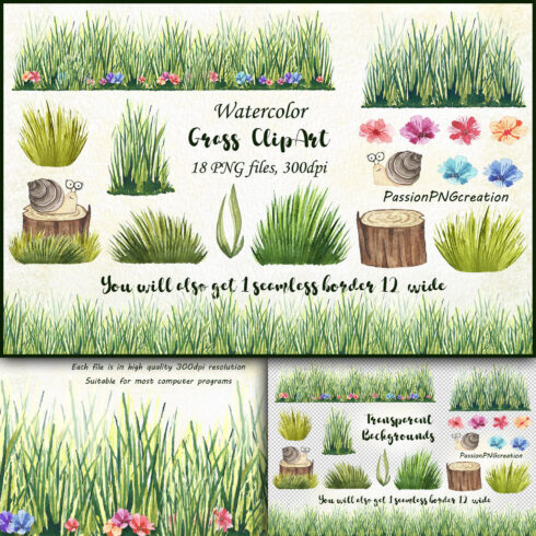 Images with watercolor grass clipart.